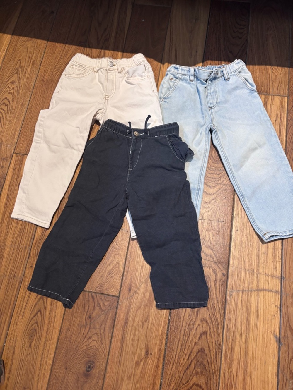 Zara Kids Pants Trio - Black, Light Blue, Cream